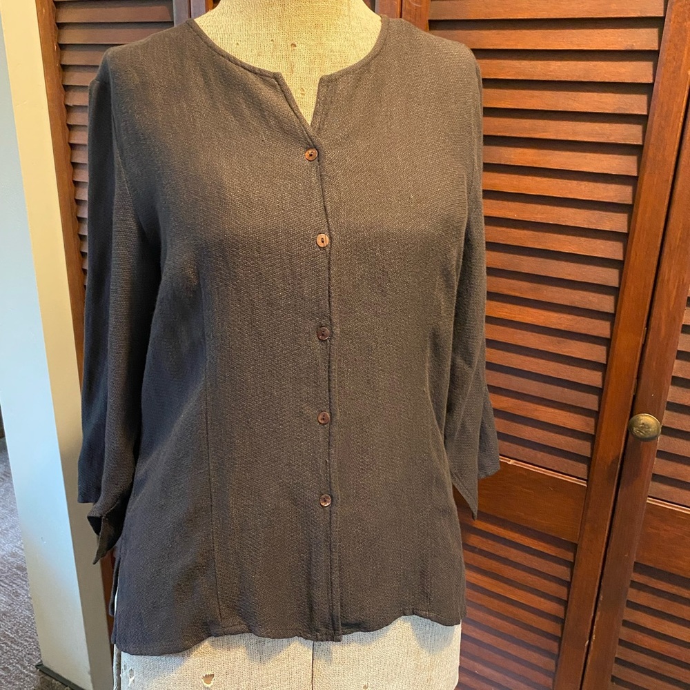 Eileen Fisher Dark Gray Button-Down Shirt